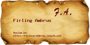 Firling Ambrus névjegykártya